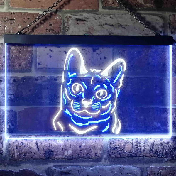 ADVPRO Korat Cat Pet Shop Bedroom Decoration Dual Color LED Neon Sign st6-i0990 - White & Blue