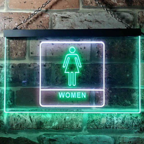 ADVPRO Women Toilet Restroom WC Display Dual Color LED Neon Sign st6-i1014 - White & Green