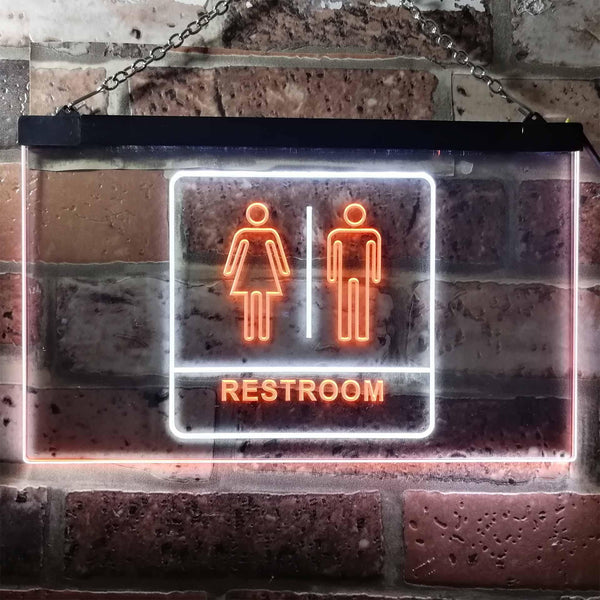 ADVPRO Men Women Toilet Restroom WC Dual Color LED Neon Sign st6-i1029 - White & Orange