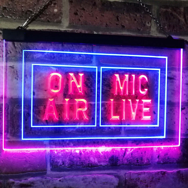 ADVPRO Mic Live On Air Studio Recording Display Dual Color LED Neon Sign st6-i1072 - Blue & Red