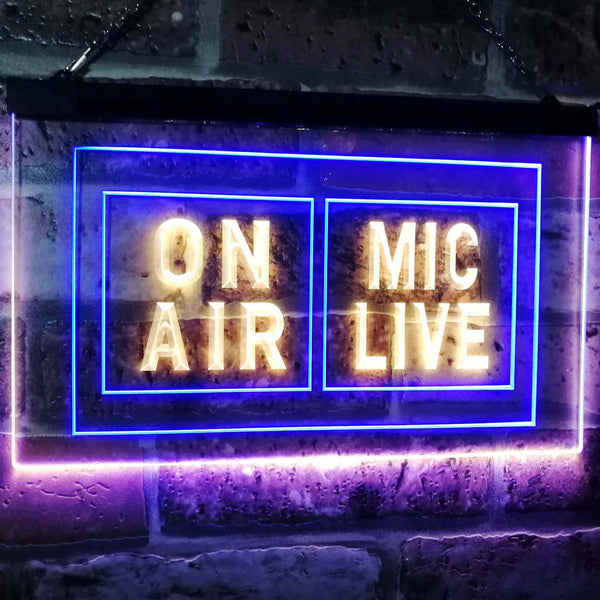 ADVPRO Mic Live On Air Studio Recording Display Dual Color LED Neon Sign st6-i1072 - Blue & Yellow