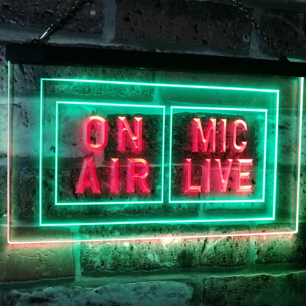 ADVPRO Mic Live On Air Studio Recording Display Dual Color LED Neon Sign st6-i1072 - Green & Red