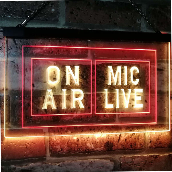 ADVPRO Mic Live On Air Studio Recording Display Dual Color LED Neon Sign st6-i1072 - Red & Yellow