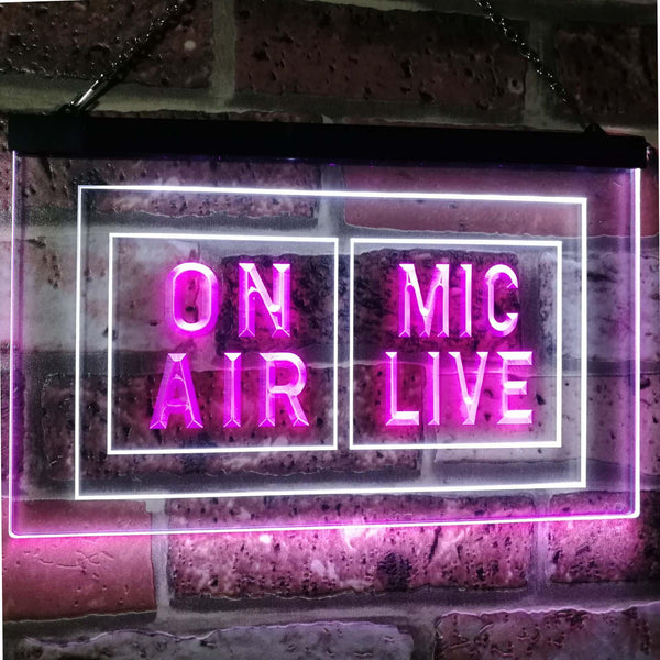 ADVPRO Mic Live On Air Studio Recording Display Dual Color LED Neon Sign st6-i1072 - White & Purple