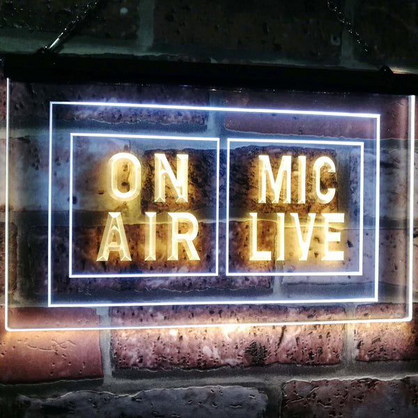 ADVPRO Mic Live On Air Studio Recording Display Dual Color LED Neon Sign st6-i1072 - White & Yellow