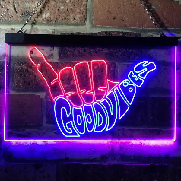ADVPRO Good Vibes Only Hand Party Decoration Dual Color LED Neon Sign st6-i1076 - Blue & Red
