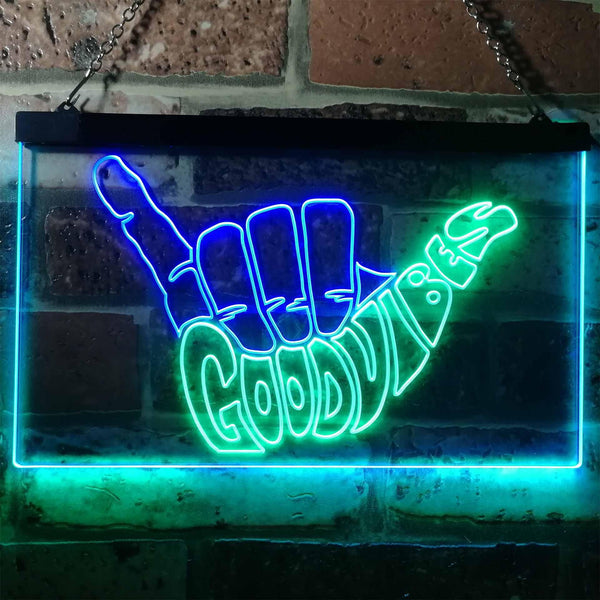 ADVPRO Good Vibes Only Hand Party Decoration Dual Color LED Neon Sign st6-i1076 - Green & Blue