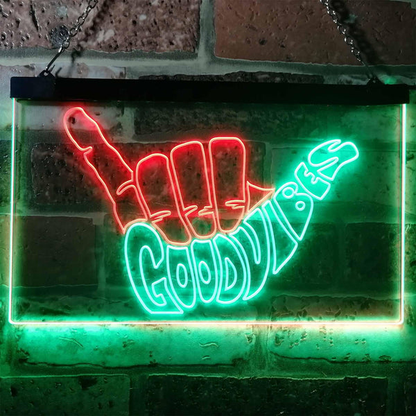 ADVPRO Good Vibes Only Hand Party Decoration Dual Color LED Neon Sign st6-i1076 - Green & Red