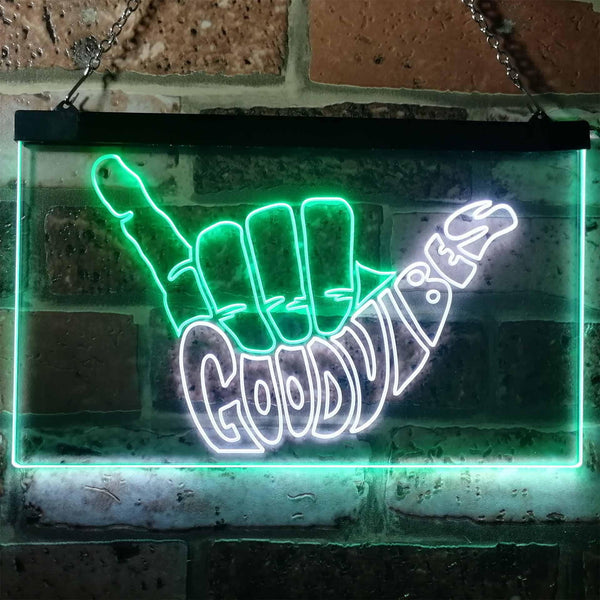 ADVPRO Good Vibes Only Hand Party Decoration Dual Color LED Neon Sign st6-i1076 - White & Green