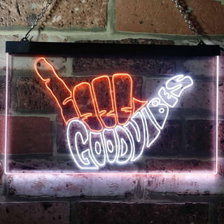 ADVPRO Good Vibes Only Hand Party Decoration Dual Color LED Neon Sign st6-i1076 - White & Orange