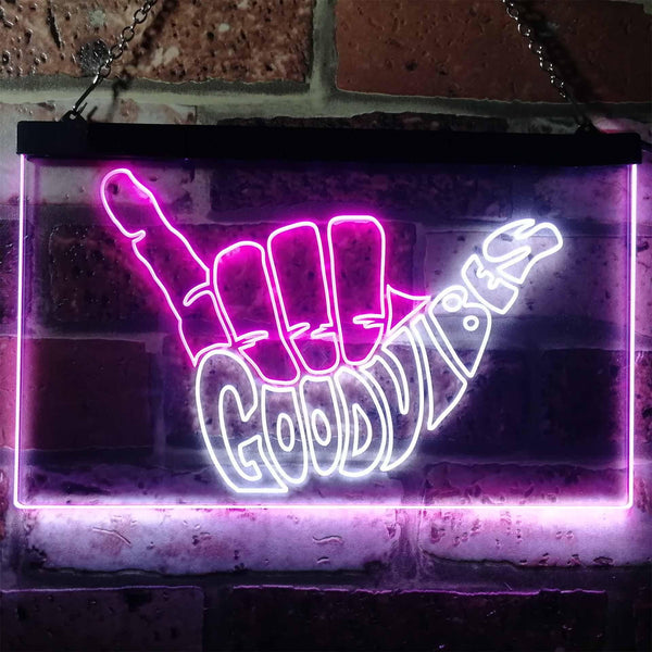 ADVPRO Good Vibes Only Hand Party Decoration Dual Color LED Neon Sign st6-i1076 - White & Purple