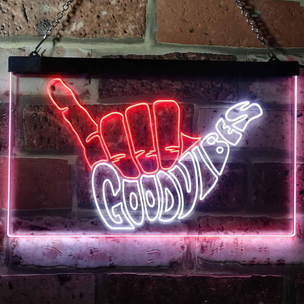 ADVPRO Good Vibes Only Hand Party Decoration Dual Color LED Neon Sign st6-i1076 - White & Red