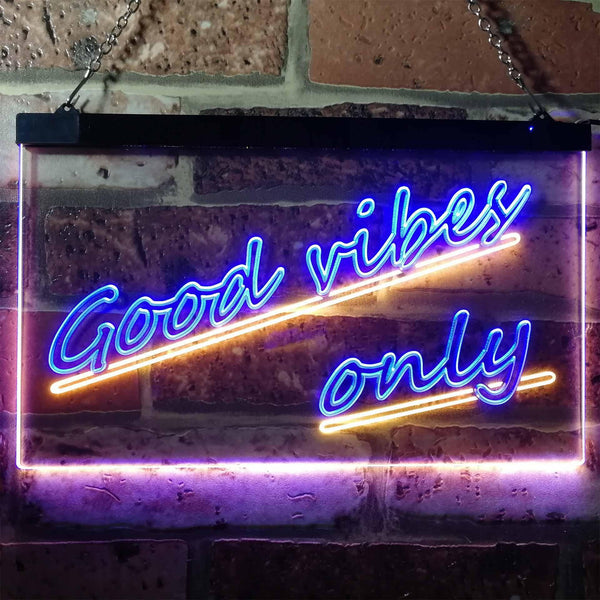 ADVPRO Good Vibes Only Wall Plaque Night Light Dual Color LED Neon Sign st6-i1077 - Blue & Yellow
