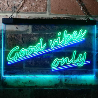 ADVPRO Good Vibes Only Wall Plaque Night Light Dual Color LED Neon Sign st6-i1077 - Green & Blue