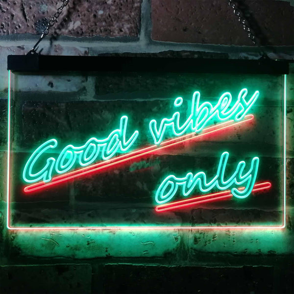 ADVPRO Good Vibes Only Wall Plaque Night Light Dual Color LED Neon Sign st6-i1077 - Green & Red