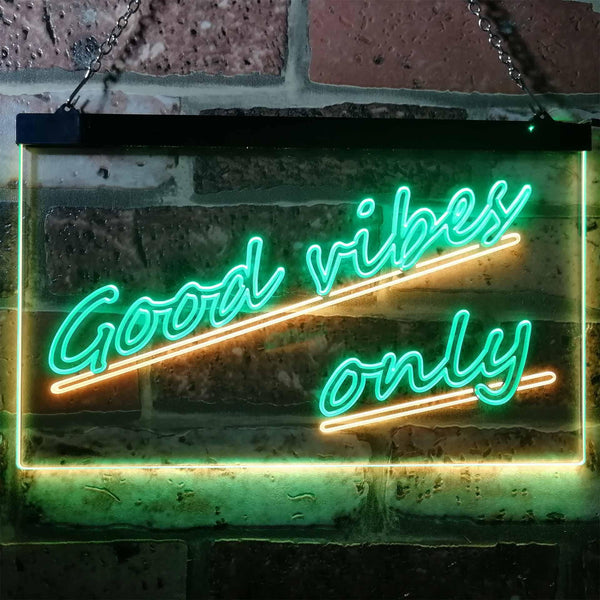 ADVPRO Good Vibes Only Wall Plaque Night Light Dual Color LED Neon Sign st6-i1077 - Green & Yellow