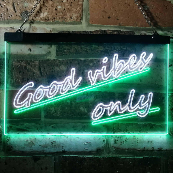 ADVPRO Good Vibes Only Wall Plaque Night Light Dual Color LED Neon Sign st6-i1077 - White & Green