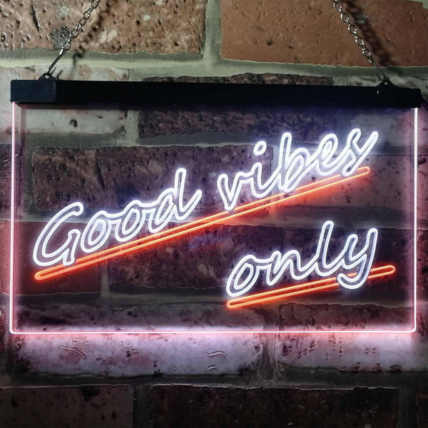 ADVPRO Good Vibes Only Wall Plaque Night Light Dual Color LED Neon Sign st6-i1077 - White & Orange