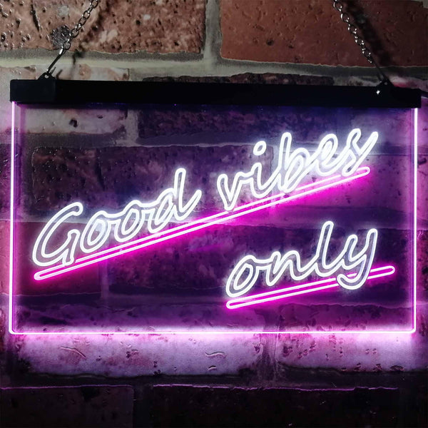 ADVPRO Good Vibes Only Wall Plaque Night Light Dual Color LED Neon Sign st6-i1077 - White & Purple