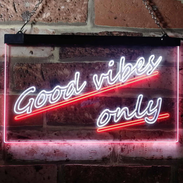 ADVPRO Good Vibes Only Wall Plaque Night Light Dual Color LED Neon Sign st6-i1077 - White & Red