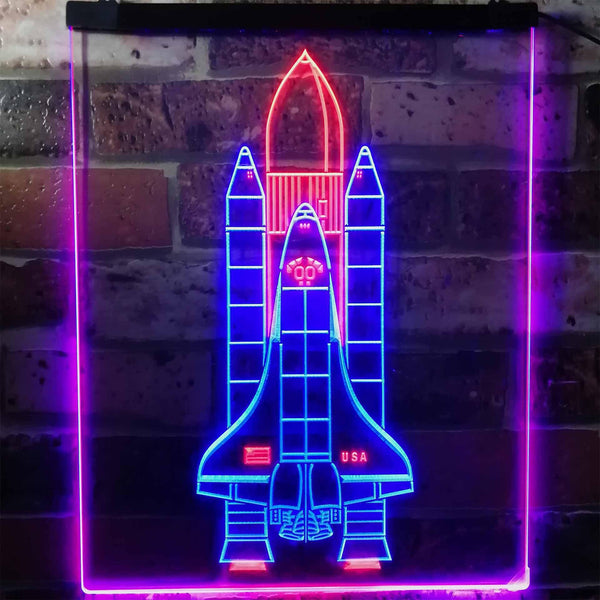 ADVPRO Space Shuttle Rocket Spacecraft  Dual Color LED Neon Sign st6-i1173 - Blue & Red
