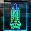 ADVPRO Space Shuttle Rocket Spacecraft  Dual Color LED Neon Sign st6-i1173 - Green & Blue