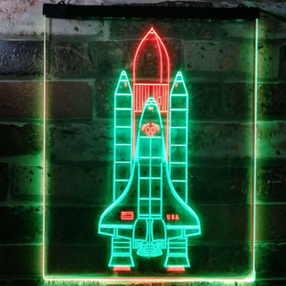 ADVPRO Space Shuttle Rocket Spacecraft  Dual Color LED Neon Sign st6-i1173 - Green & Red