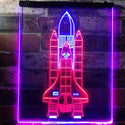 ADVPRO Space Shuttle Rocket Spacecraft  Dual Color LED Neon Sign st6-i1173 - Red & Blue
