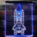 ADVPRO Space Shuttle Rocket Spacecraft  Dual Color LED Neon Sign st6-i1173 - White & Blue