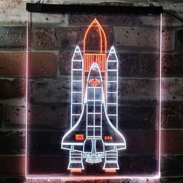 ADVPRO Space Shuttle Rocket Spacecraft  Dual Color LED Neon Sign st6-i1173 - White & Orange