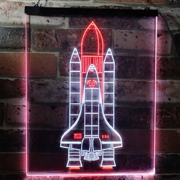 ADVPRO Space Shuttle Rocket Spacecraft  Dual Color LED Neon Sign st6-i1173 - White & Red