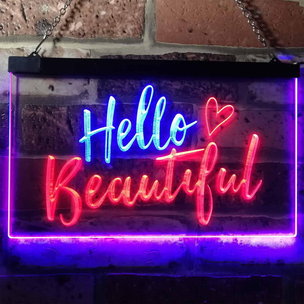 ADVPRO Hello Beautiful Battling Cancers Support Dual Color LED Neon Sign st6-i1177 - Blue & Red