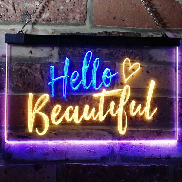 ADVPRO Hello Beautiful Battling Cancers Support Dual Color LED Neon Sign st6-i1177 - Blue & Yellow
