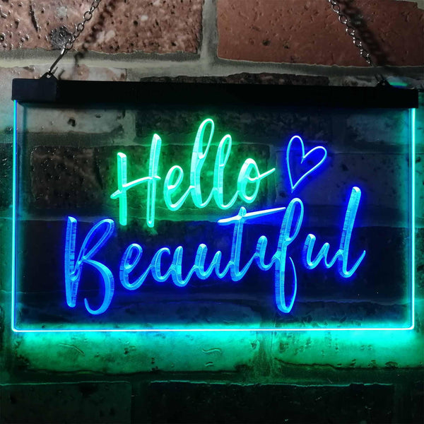 ADVPRO Hello Beautiful Battling Cancers Support Dual Color LED Neon Sign st6-i1177 - Green & Blue