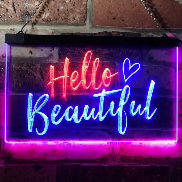 ADVPRO Hello Beautiful Battling Cancers Support Dual Color LED Neon Sign st6-i1177 - Red & Blue