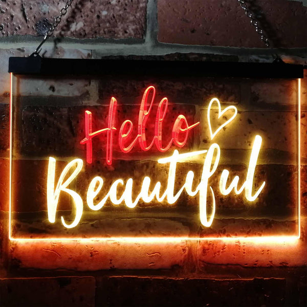 ADVPRO Hello Beautiful Battling Cancers Support Dual Color LED Neon Sign st6-i1177 - Red & Yellow