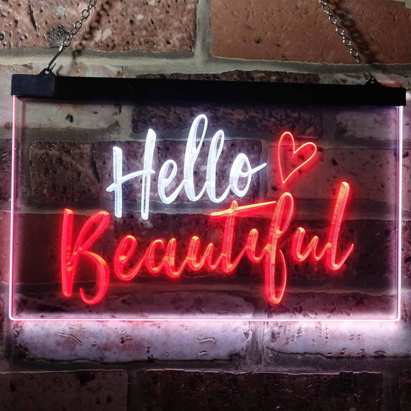ADVPRO Hello Beautiful Battling Cancers Support Dual Color LED Neon Sign st6-i1177 - White & Red