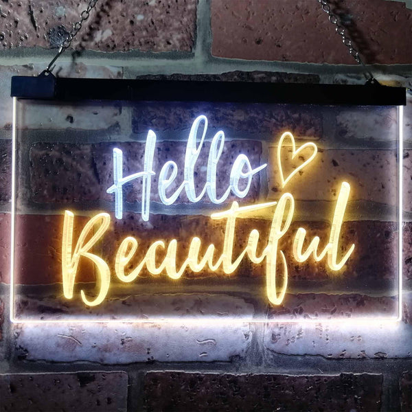 ADVPRO Hello Beautiful Battling Cancers Support Dual Color LED Neon Sign st6-i1177 - White & Yellow
