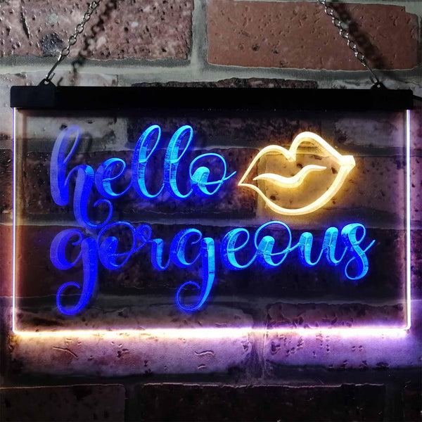 ADVPRO Hello Gorgeous Support Women Dual Color LED Neon Sign st6-i1178 - Blue & Yellow