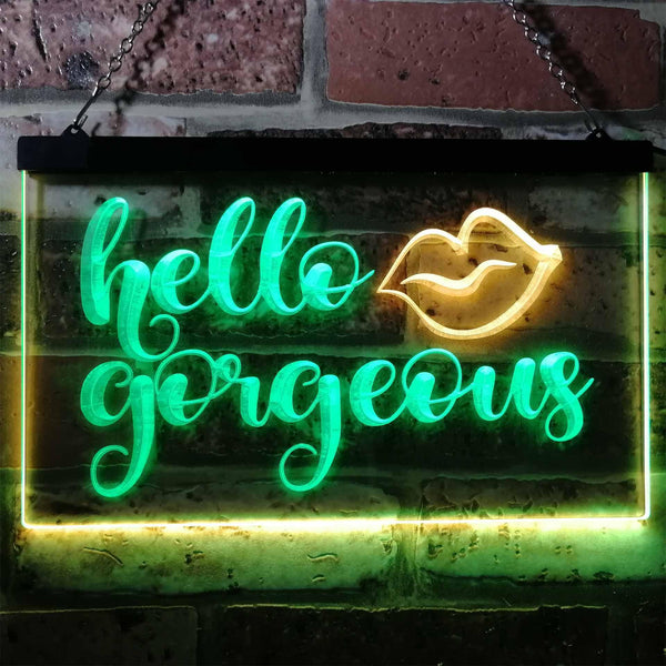ADVPRO Hello Gorgeous Support Women Dual Color LED Neon Sign st6-i1178 - Green & Yellow