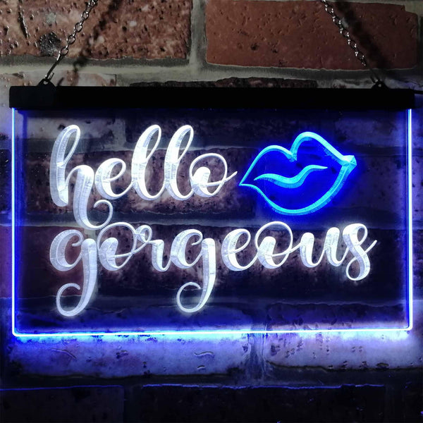 ADVPRO Hello Gorgeous Support Women Dual Color LED Neon Sign st6-i1178 - White & Blue