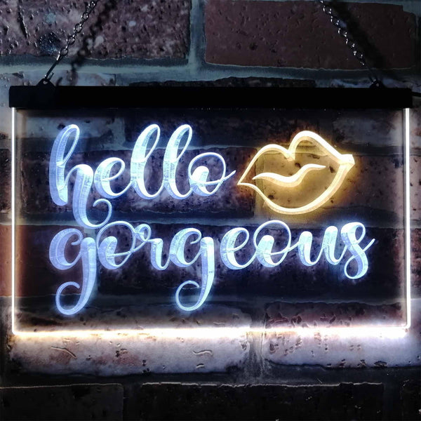 ADVPRO Hello Gorgeous Support Women Dual Color LED Neon Sign st6-i1178 - White & Yellow