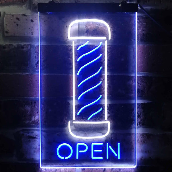 ADVPRO Barber Pole Hair Cut Salon Open Display  Dual Color LED Neon Sign st6-i2006 - White & Blue