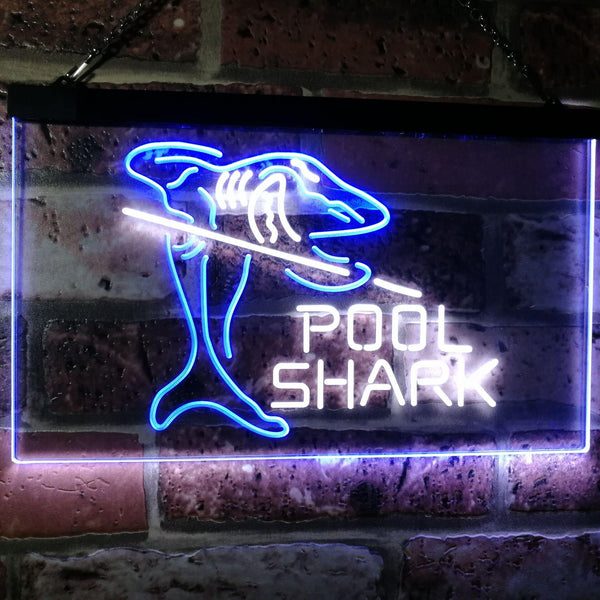 ADVPRO Pool Shark Snooker Pool Room Man Cave Gift Dual Color LED Neon Sign st6-i2009 - White & Blue