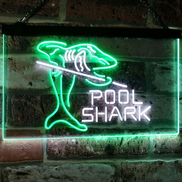 ADVPRO Pool Shark Snooker Pool Room Man Cave Gift Dual Color LED Neon Sign st6-i2009 - White & Green