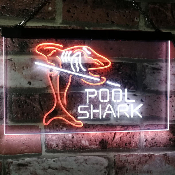 ADVPRO Pool Shark Snooker Pool Room Man Cave Gift Dual Color LED Neon Sign st6-i2009 - White & Orange