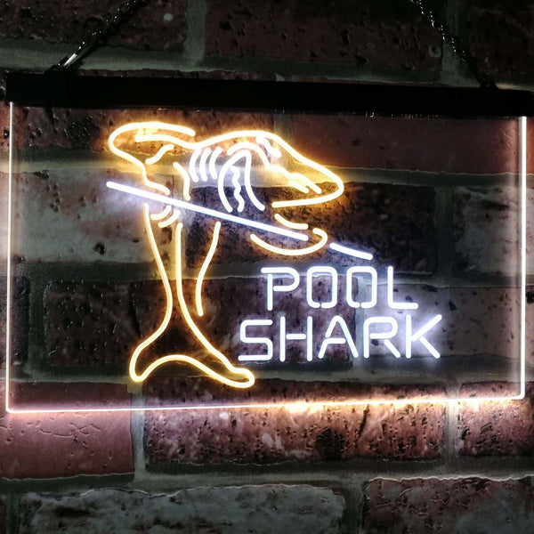 ADVPRO Pool Shark Snooker Pool Room Man Cave Gift Dual Color LED Neon Sign st6-i2009 - White & Yellow