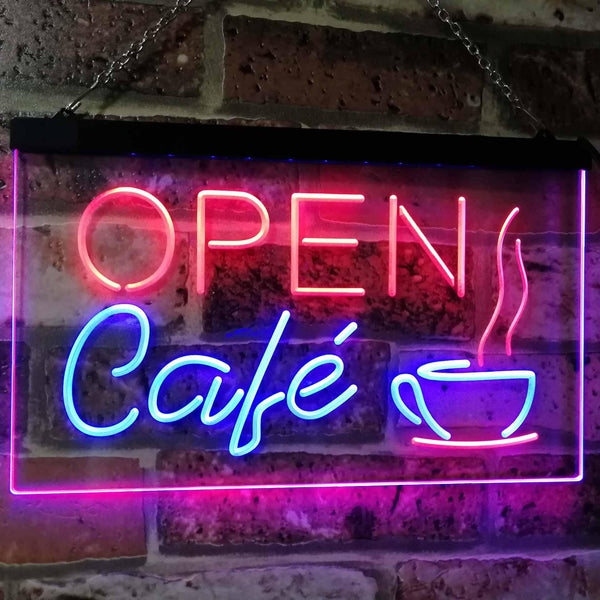 ADVPRO Cafe Open Coffee Kitchen Decoration Bar Beer Dual Color LED Neon Sign st6-i2011 - Blue & Red