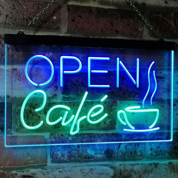 ADVPRO Cafe Open Coffee Kitchen Decoration Bar Beer Dual Color LED Neon Sign st6-i2011 - Green & Blue