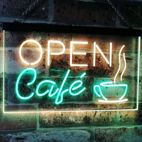ADVPRO Cafe Open Coffee Kitchen Decoration Bar Beer Dual Color LED Neon Sign st6-i2011 - Green & Yellow